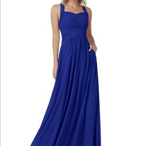 Azazie Claudia Royal Blue Chiffon Bridesmaids Dress • Size 12